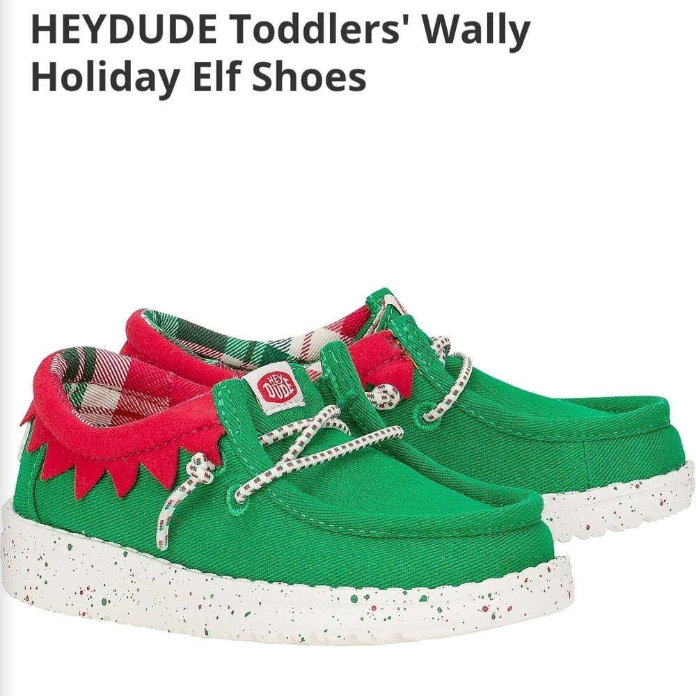 Hey Dude Kids Wally Holiday Elf Shoes - Green